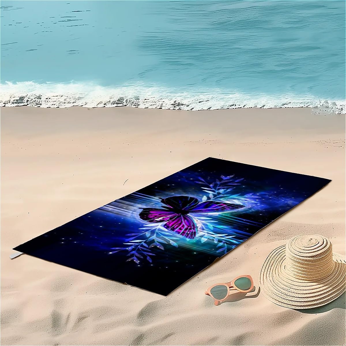 Amasnay Galaxy Butterfly Microfiber Beach Towel Sand Free Towels Thin Quick Dry Super Absorbent Oversized Large Lightweight Towels for Travel Sports Pool Swimming Bath Camping Yoga Women Girls Adults