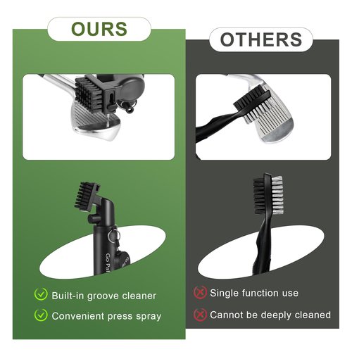 Go Pal Golf Club Cleaner: 5oz Portable Water Bottle Golf Club Brush with Groove Cleaner, Nylon Bristles, Towel, Retractor, Push Button for Easy Cleaning - Golf Club Bag Accessories for Men Women