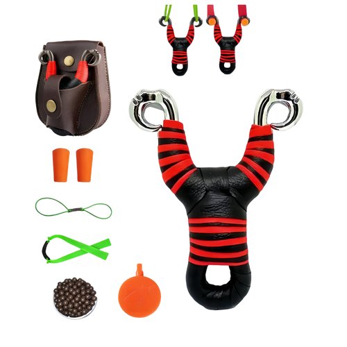 THOUGHTOSIS 1 PCS Slingshot for Adults, 2 Types of Anti-Frozen Bands for Dual Purpose, 4 in 1 Maganetic Bag