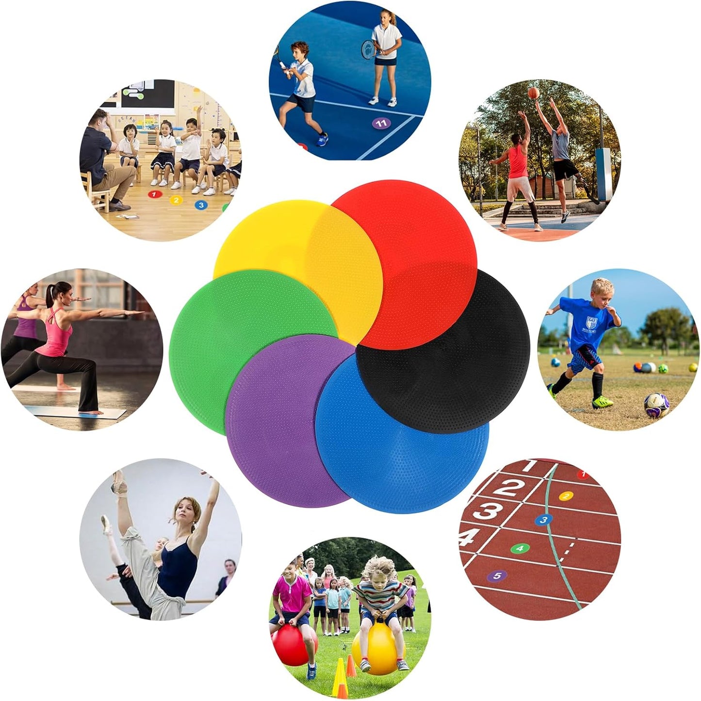 24 Pack Spot Markers Non Slip Rubber Agility Markers Flat Field Cones Floor Dots for Soccer Basketball Sports Speed Agility Training and Drills（7.6 Inch）