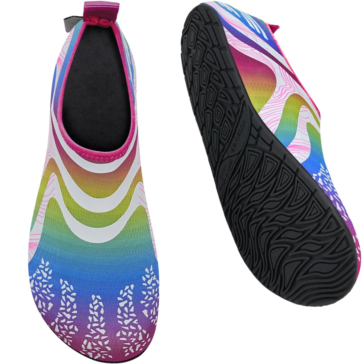 WateLves Water Shoes for Womens Mens Barefoot Quick-Dry Aqua Socks for Beach Swim Surf Yoga Exercise (JY.Rainbow, 38/39)