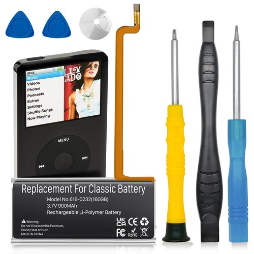 BOANV 900mAh 616-0232 Battery with Repair Tool Kits,Compatible with iPod 5th - 7th Generation Video Classic A1136 A1238 6th 80GB 6.5th 120GB 7th 160GB 5th 30GB