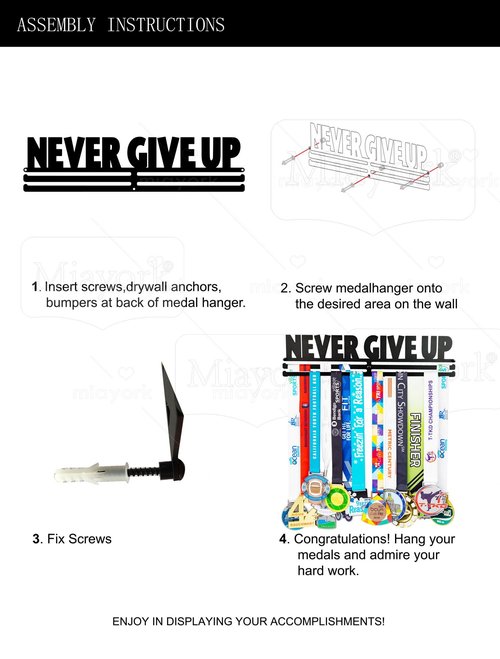 Miayork Medal Holder Display Hanger Rack Frame for More Medals-Sports Medal Hanger and Ribbon Display Holder Rack with Easy Hanging Bars,Soccer Medal Hanger Display