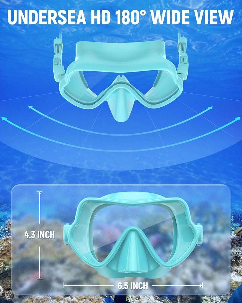 WSTOO Frameless Tempered Glass Swim Goggles with Nose Cover - 1 Pack Lake Blue (Unisex)