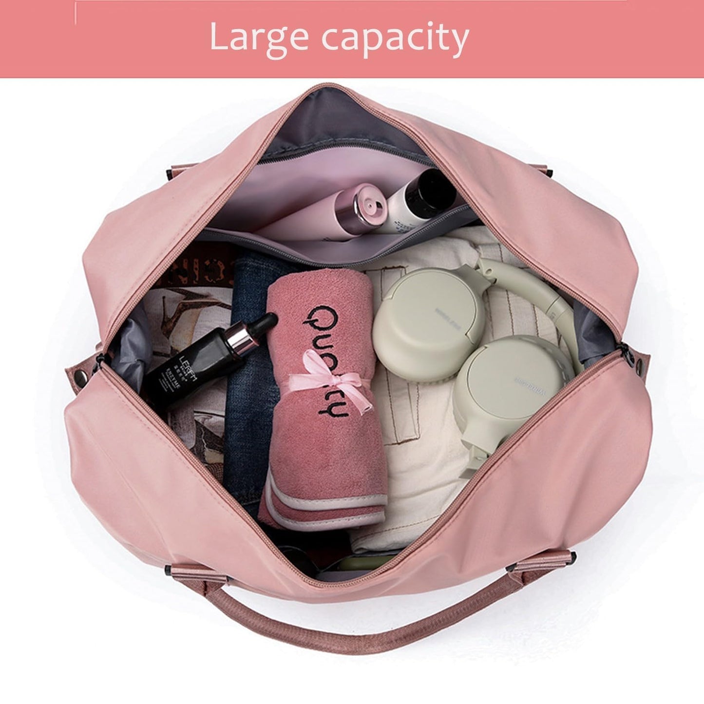KARRESLY Travel Duffel Bag for Women,Shoulder Weekender Overnight Bag Sports Gym Tote Bag,Waterproof(Light Blue) free size