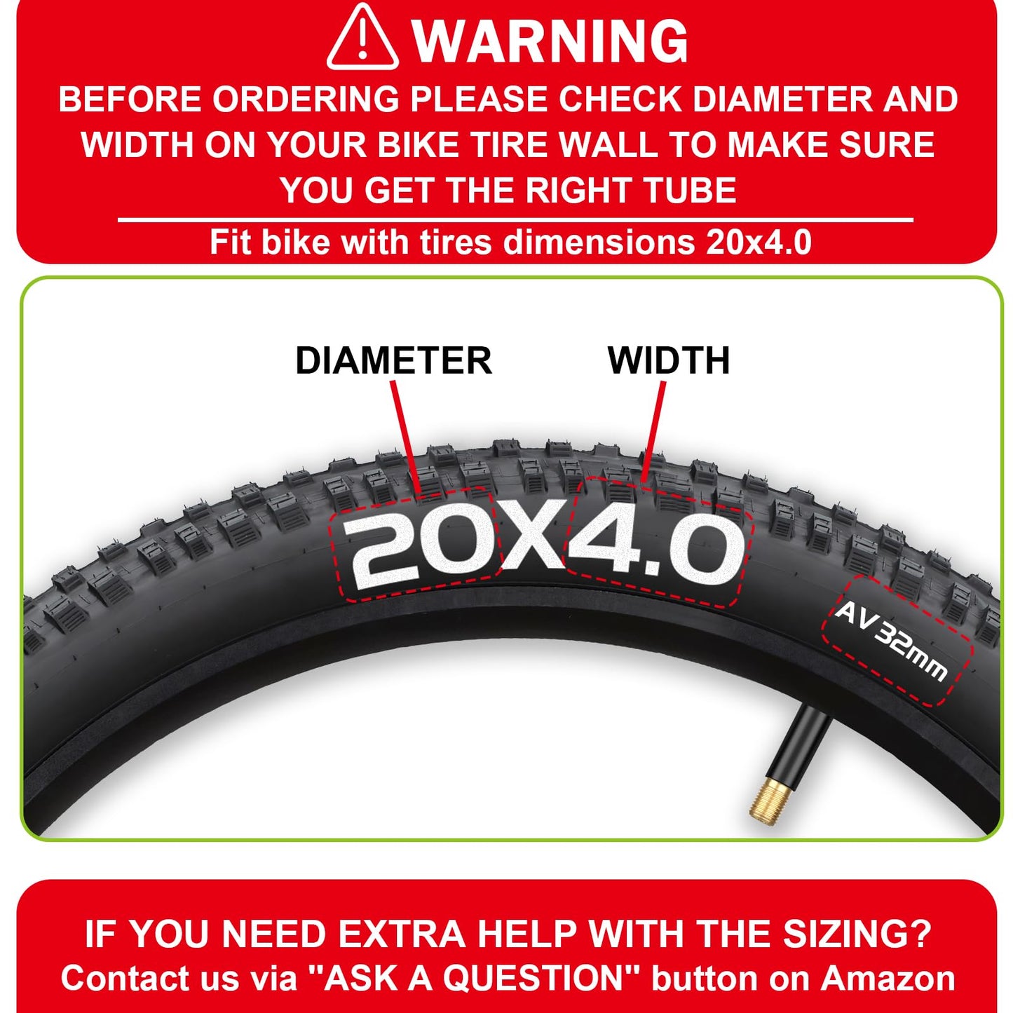 2 Pack 20x4.0 Fat Tire Tube, 20x3.5/4.0 E-Bike Bicycle Fat Tire Tubes AV Schrader Valve with 2 Tire Levers, 20x4 Bike Tube for 20 Inch Ebike Electric Bicycle Road Mountain