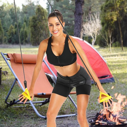 Swimming Resistance Band Set with Hand Paddles & Handles, 60 lb Training, 1.2m Stretch Cord, Black-Yellow