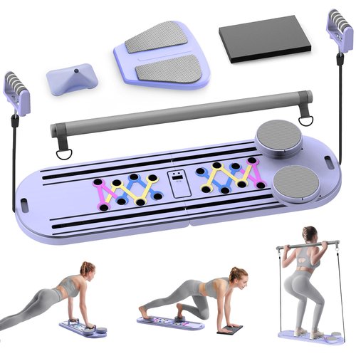 Pilates Board, Pilates Reformer Set, 15 in 1 Foldable Pilates Reformer Board for Women Home Workout, 2025 Upgrade Pilates Sliding Board for Women