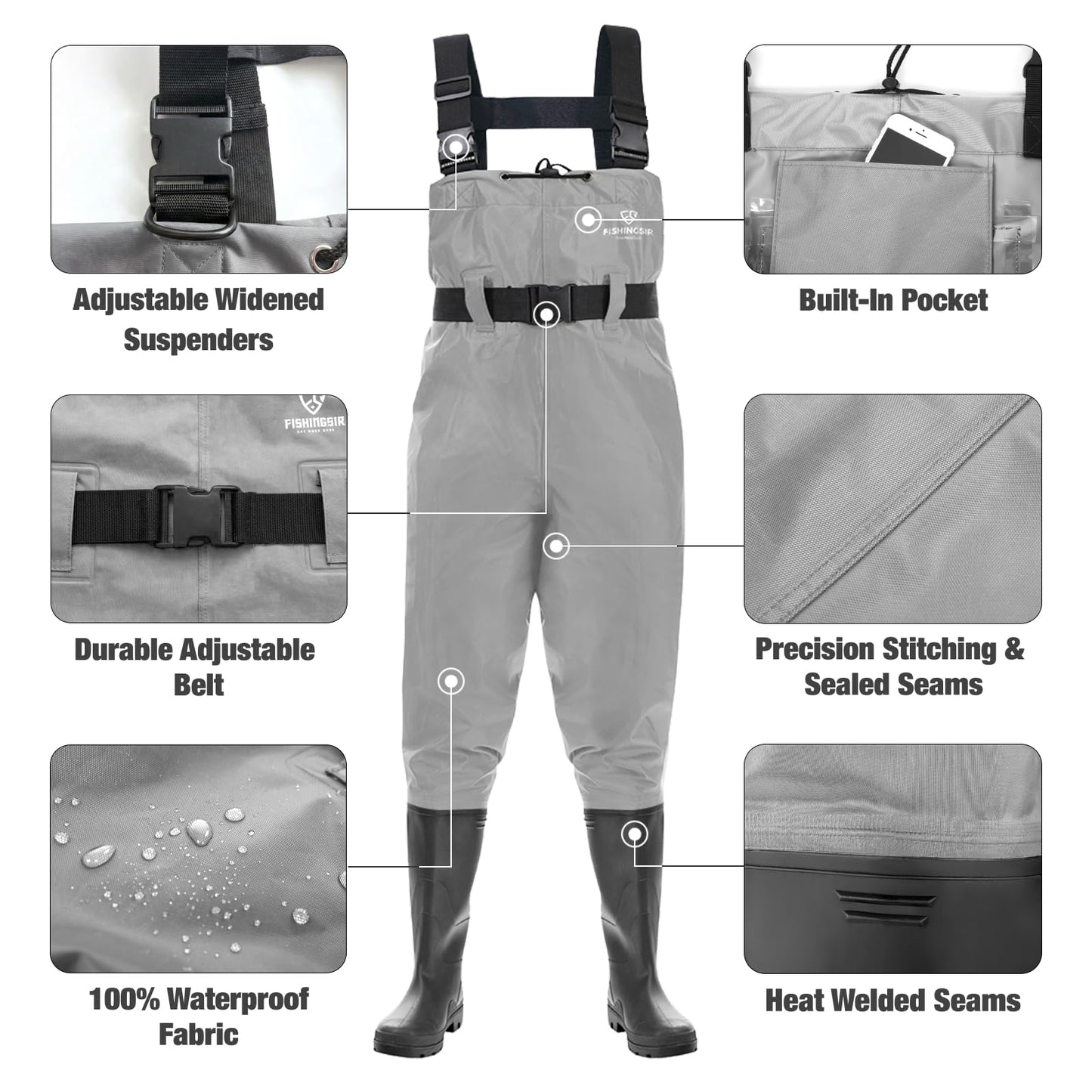FISHINGSIR Waders for Men Waterproof Women Fishing Chest Wader with Boots
