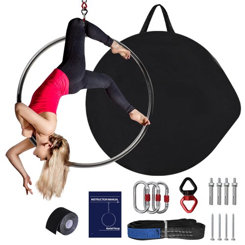 Murago Aerial Lyra Hoop Kit 90cm, 32mm Thick, Maximum Load 460 LBS, Yoga Equipment Set with Hardware Kit for Yoga Dance, Aerial Fitness