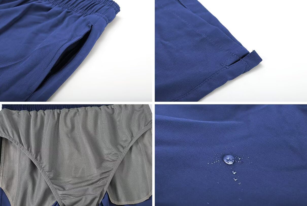 Tyhengta Men's Swim Trunks Bathing Suits with Zipper Pockets and Mesh Lining Navy 34