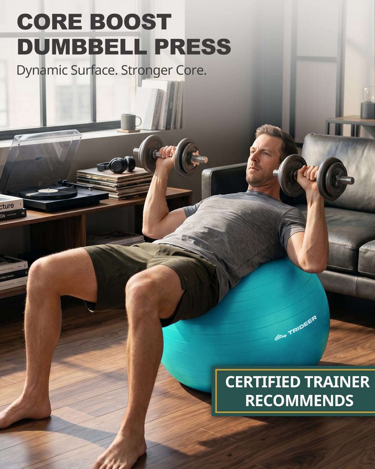 Trideer Extra Thick Yoga Ball Exercise Ball, 5 Sizes Ball Chair, Heavy Duty Swiss Ball for Balance, Stability, Pregnancy and Physical Therapy, Quick Pump