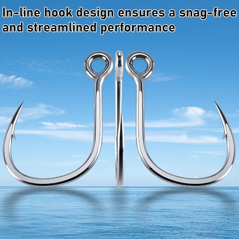 Dr.Fish 10 Pack Inline Single Hooks - Heavy Duty Welded Eyes for Hard Lures #4 (0.8")