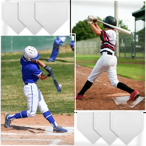 Wettarn 6 Pcs 6/12 Pcs Bulk Home Plate Baseball Softball Rubber Portable Throw Down Home Plate for Gym Teachers, Skill Camp Instructors, Backyard Batting or Pitching Practice Training (White)