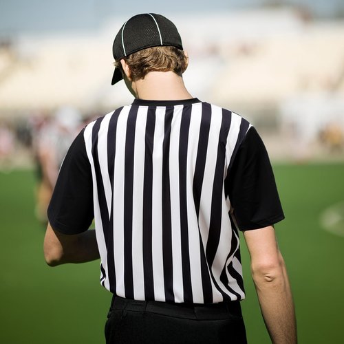 Skicuff Men's Referee Shirt V Neck Umpire Jersey Black Short Sleeve Ref Shirt Costume for Men Women Football Soccer (XL)