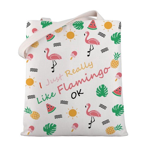 Flamingo Gift Canvas Tote Bag Flamingo Lovers Reusable Shopping Bag Inspirational Gift for Women