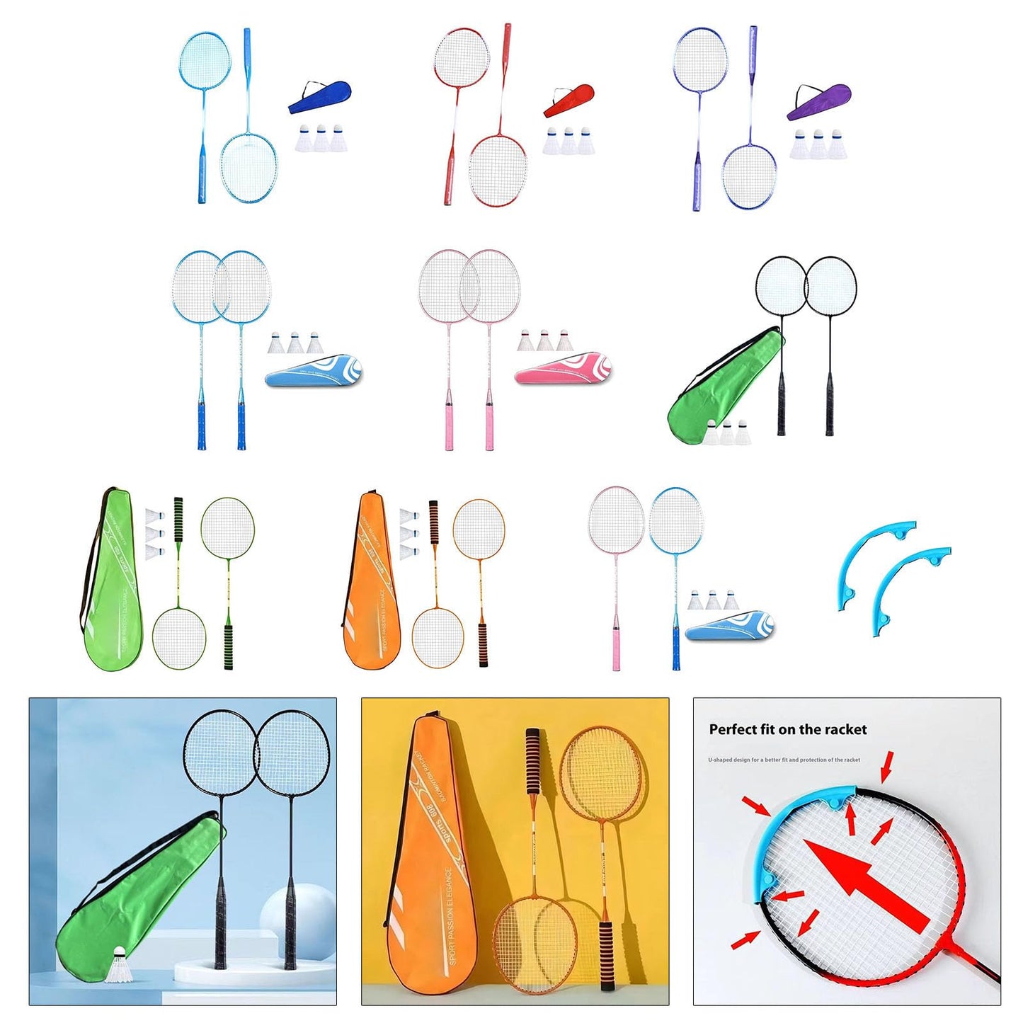 1Pair Light Weight Badminton Racket Set Professional Double Badminton Racquet Shuttlecocks Racquet For 2 Players Playing