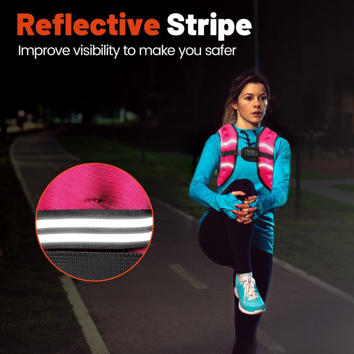 Poudee Weighted Vest, 8LB Weight Vest for Men Women, Body Weight Vests Adjustable with Reflective Stripe for Strength Training, Running, Training Workout, Jogging, Walking - 8LB, PINK