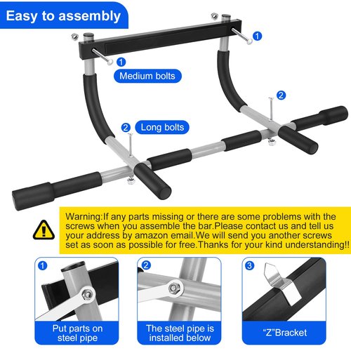 Doorway Pull Up Bar for Home Gym, Adjustable Width, Heavy-Duty Steel