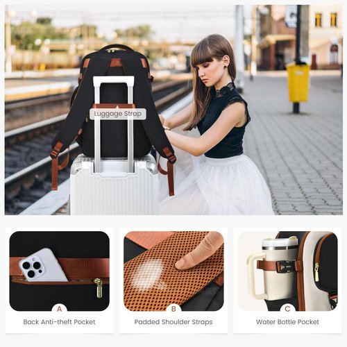 LOVEVOOK Travel Backpack for Women Men, TSA Carry on Backpack Flight Approved 40L Fits 17 Inch Laptop, Waterproof Personal Item Travel Bag Business Weekender Daypack with Detachable Crossbody Bag