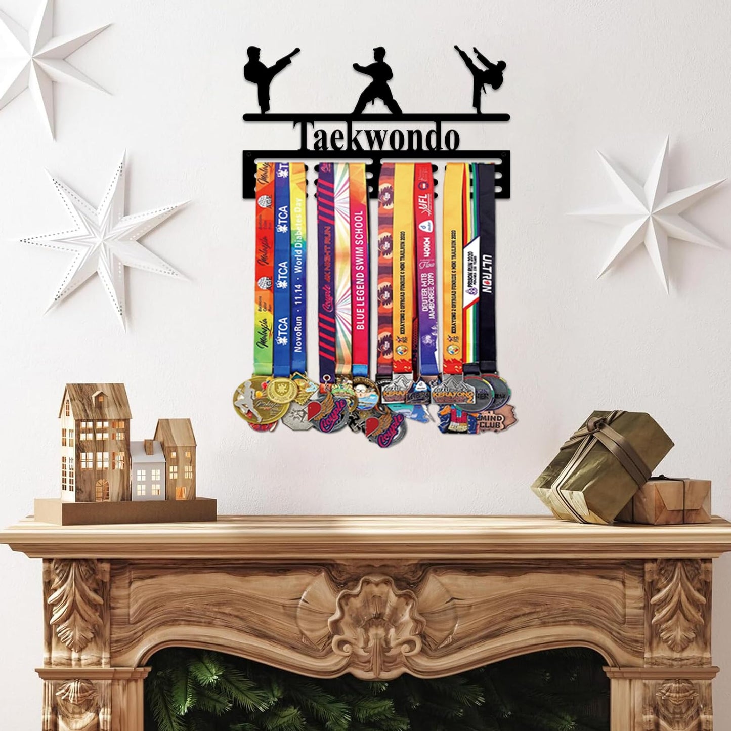 Resama Medal Hanger Holder Display Wall Rack Frame Shelf-Medal Hanger Awards Ribbon Taekwondo,Holder Display Rack for 60 Medals