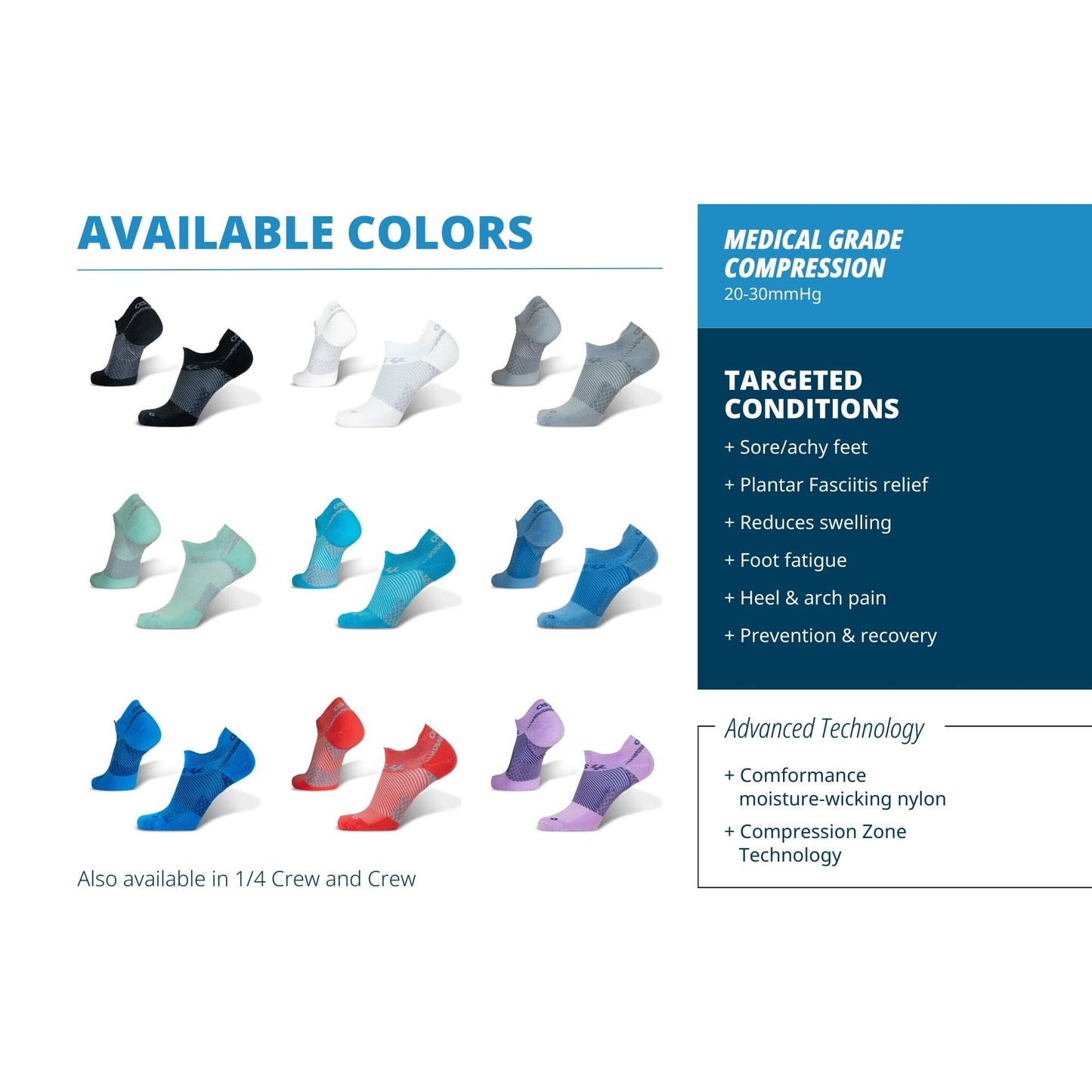 OS1st FS4 Plantar Fasciitis No Show Socks relieves plantar fasciitis, heel/arch pain and improves circulation