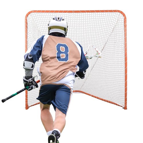 PGL 6x6FT Regulation Lacrosse Goal,Folding Goal,Lacrosse Training Net,Portable Lacrosse Target Goal,Orange Frame with White Netting,Foldable and Removable