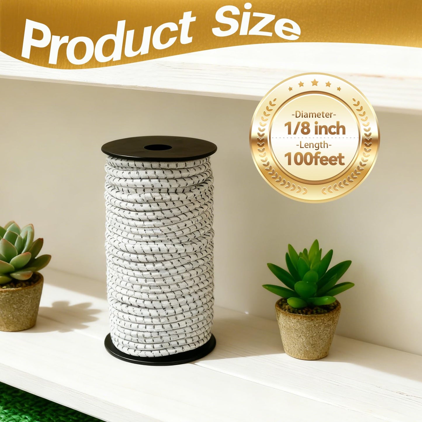 Bungee Cord Roll 3/32 Inch x 100 Feet, White Black Heavy Duty Elastic Shock Cord Nylon Stretch String Kayak Bungee Rope for Luggage, Camping, Kayak, Tent Pole, Tie Downs (3/32" x 100ft)