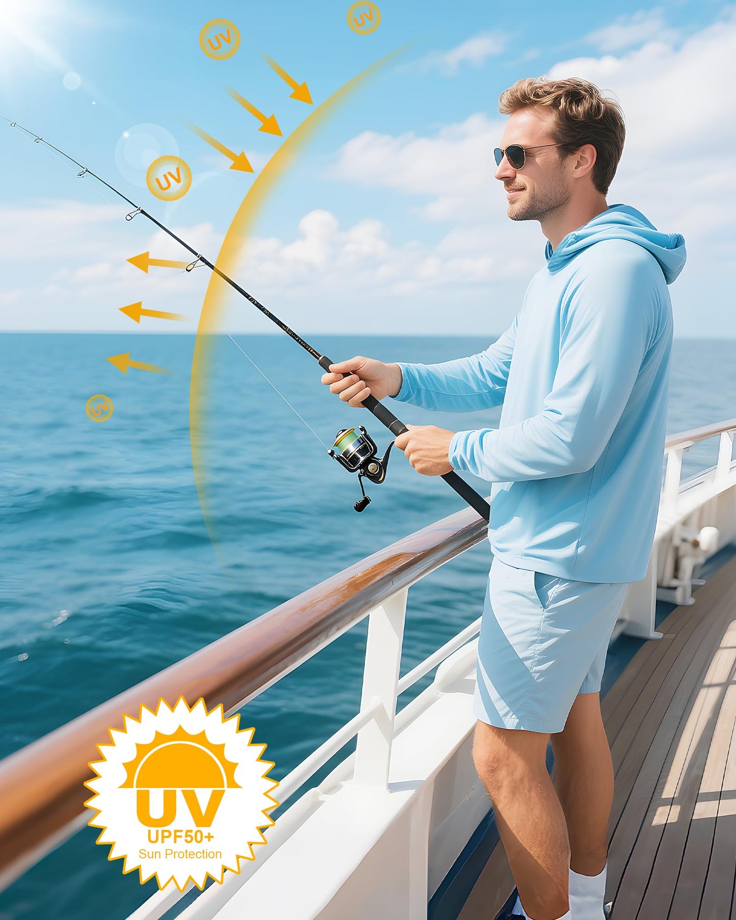 Runhit UPF 50+ Fishing Shirts for Men Long Sleeve UV Sun Protection Hoodie Outdoor Workout Hiking Running Rash Guard Lightweight Quick Dry Dark Green L