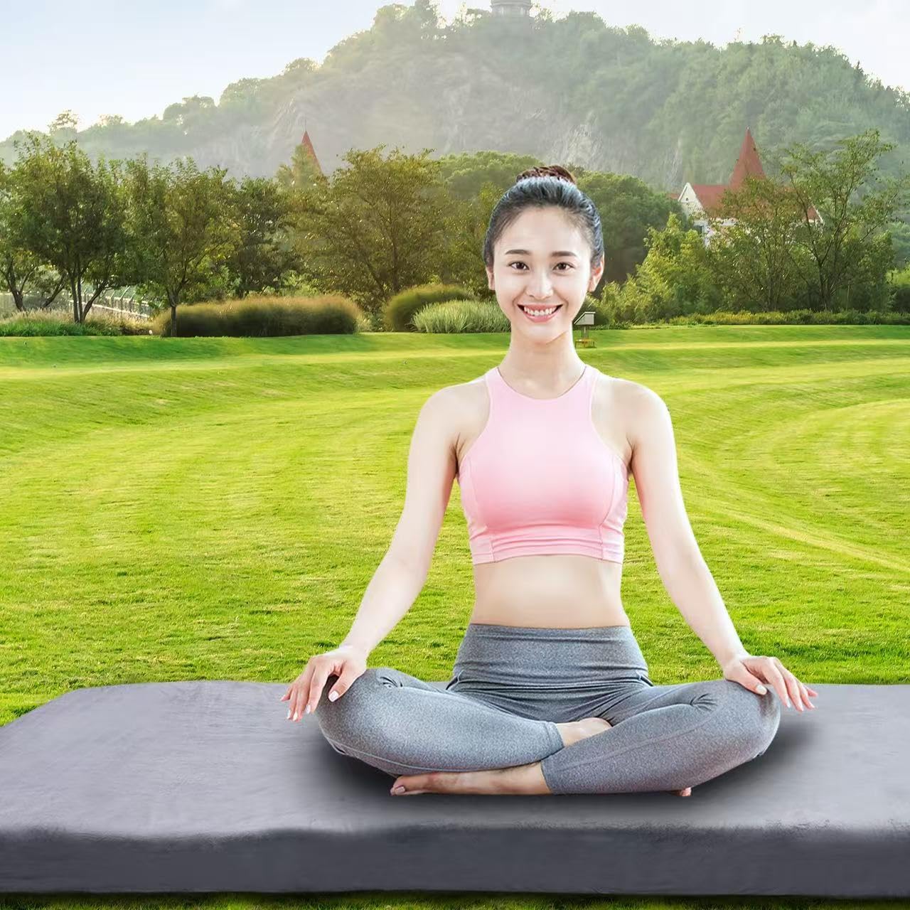 Bzvystux Memory Foam Sleeping Pad Camping Mattress,3 Inch Thick Portable Floor Mat for Adult Waterproof Sleeping Mat Roll Up Floor Mattress Foldable Backpacking Travel Bed for Outdoor,Guest Bed