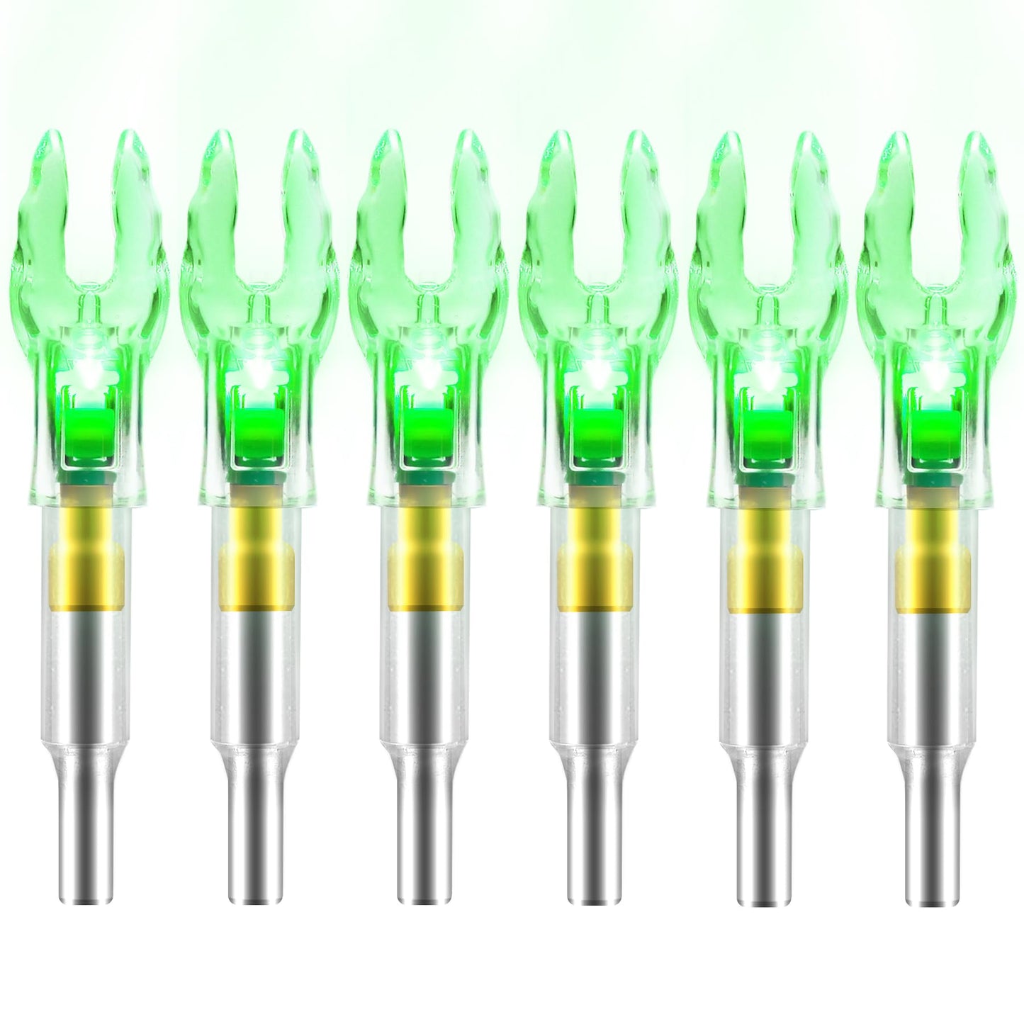 ACDSHOT 6PCS X Lighted Nocks for Arrows with .204 .233 .244 .246 Inside Diameter with H, S, GT Bushings LED Light up Knocks