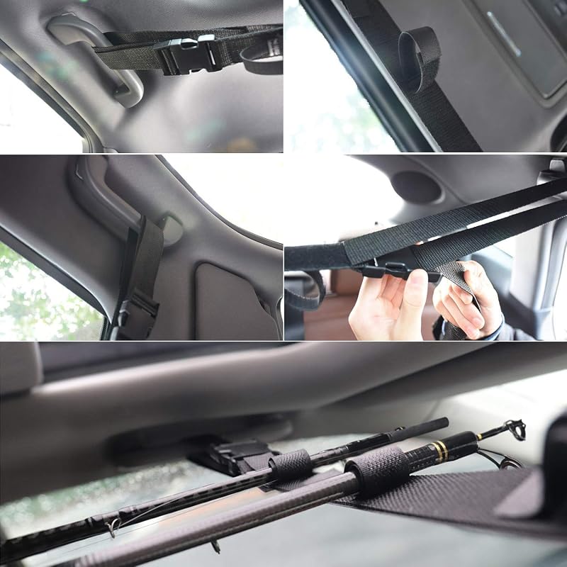 Vehicle Fishing Rod Rack, 5 Rod Capacity, Adjustable 86.6 Inch Car Rod Carrier