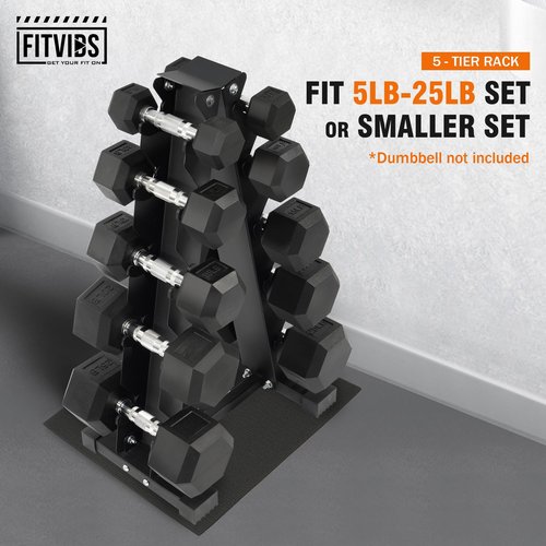 Fitvids Dumbbell Rack A-Frame Weight Rack for Home Gym 5 Tier
