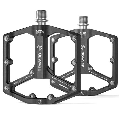 Road/Mountain Bike Pedals - 3 Bearings Bicycle Pedals - 9/16??CNC Machined Flat Pedals with Removable Anti-Skid Nails (Black)