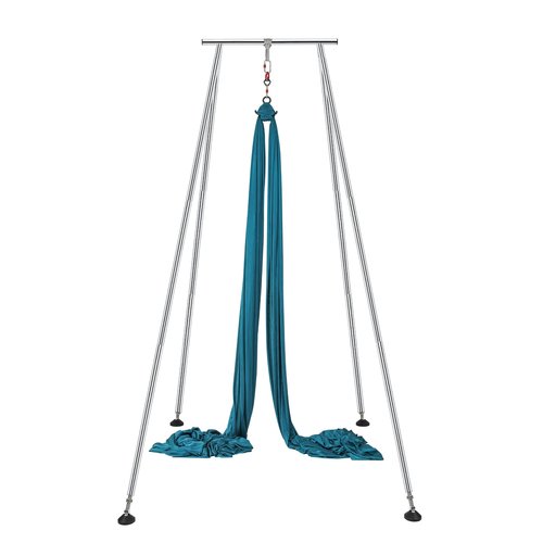 Houseables Aerial Silks, Aerial Yoga Stand, Yoga Swing Stand, Ariel Silks For Home, Ariel Swing, 10 FT Steel Frame, 13 YD Teal Fabric, Hammock, Gymnastics, Acrobatics, Indoor, Equipment Set, Portable