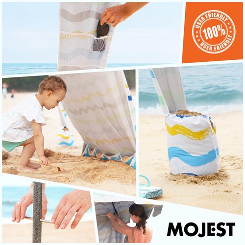 Beach Cabana - 6FT Beach Umbrella with UPF 100+ UV Protection & Sunshade Curtain - Waterproof Tent - Portable Shade, Easy to Set Up, Perfect for Family & Friends (Color Stripes)