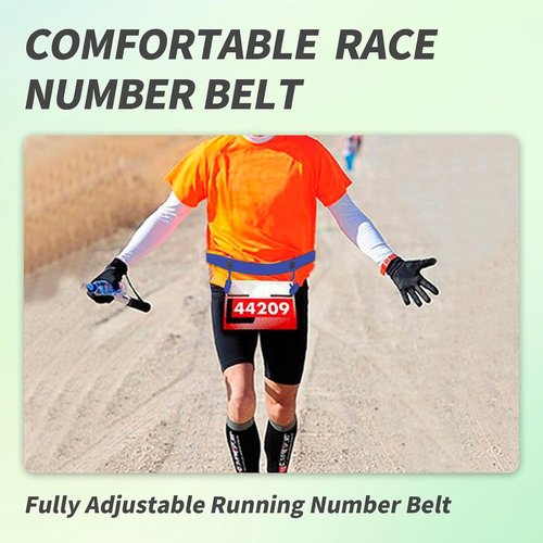 Stretch Fit Triathlon Number Belt No Pins Needed Comfortable Running Race Belt with Bib Holder for Marathon & More Blue