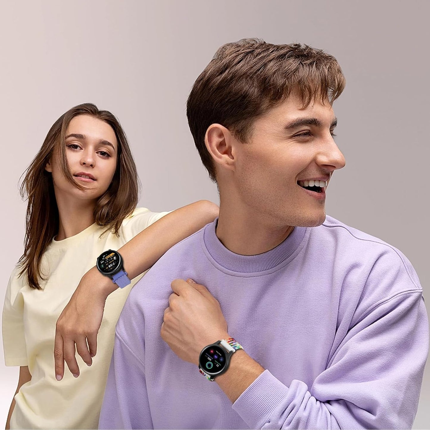 20mm Magnetic Braided Nylon Band Compatible With Garmin Vivoactive 6/Vivoactive 5/3/3 Music Watch Bands, Quick Release Stretchy Strap Replacement for Venu Sq 2/Forerunner 55/165/245/645