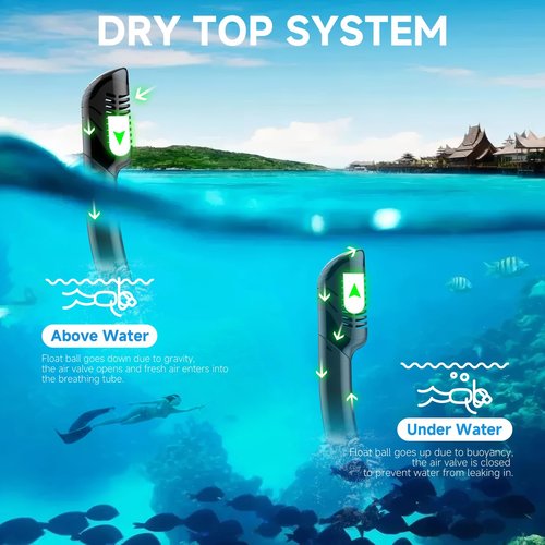 Snorkeling Gear for Adults, Dry-Top Snorkel Set Scuba Diving mask, 180°Panoramic Wide View Professional Snorkeling Gear Breathing Freely Snorkel Mask (Black+Pink)