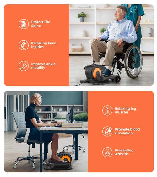 Under Desk Elliptical Machine, Ellipse Leg Exerciser for Seniors - Portable Seated Pedal Exerciser with 12 Adjustable Speeds & Remote Control, Quiet & Compact for Home Office Use