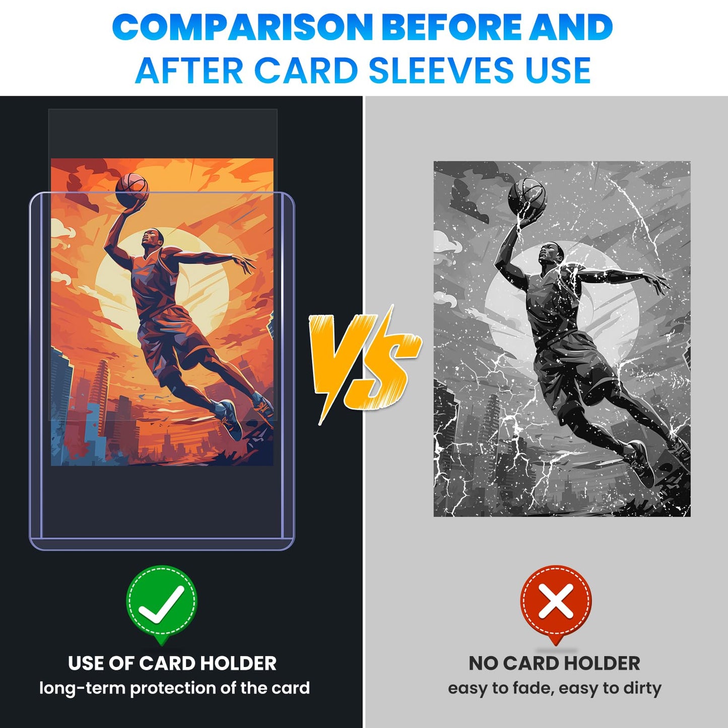 150 Card Sleeves Top Loaders for Cards, 3" x 4" Hard Plastic Toploaders, Baseball Card Protectors, Trading Card Holder for Football Sports Cards (50 Toploaders + 100 Penny Sleeves)