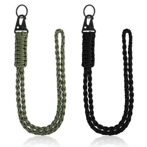 HJZHII 2PCS Heavy Duty Paracord Lanyard, Premium Whistles Wrist Strap Braided Strap Lanyard Keychain Necklace Keychains Parachute Rope for Outdoor Activities