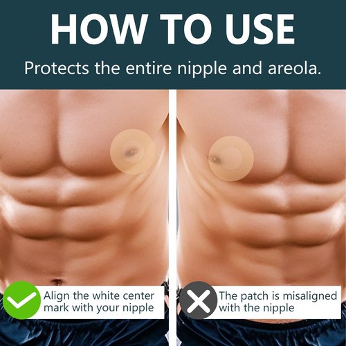 zeBrush Mens Nipple Covers, 120Pcs(60Pairs) Hide Nipple Tape for Men, Anti-Chafing, Hypoallergenic Materials, Support for Running, Fitness & Daily Wear White