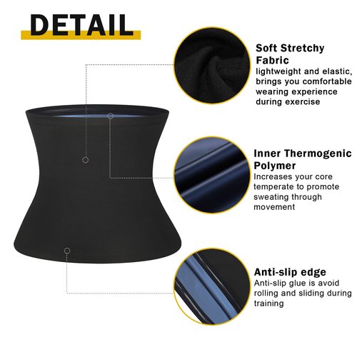 Sweat Waist Trimmer Trainer Belt Wrap Belly Sweat Band Sauna Slimming Belt for Women Lower Belly Fat Plus Size Deep Blue