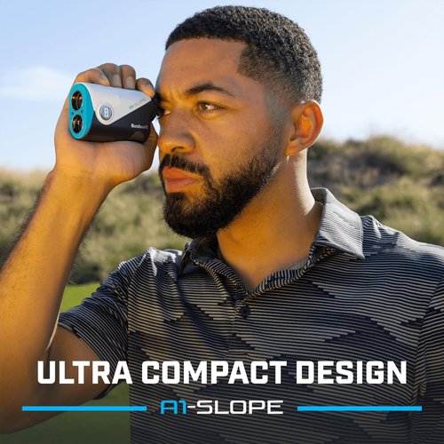 Bushnell A1-Slope Golf Laser Rangefinder Bundle - Ultra-Compact, 6X Magnification, BITE Magnetic Skin, PinSeeker with JOLT with PlayBetter Portable Charger & Microfiber Towel