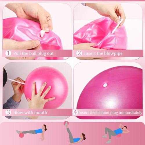Zomiboo 6 Pcs Pilates Rings and Mini Exercise Balls 14 Inch Magic Circle with Lightweight Padded Handles 9.5 Inch Workout Ball for Women Stability, Barre, Yoga, Core Training and Physical Therapy