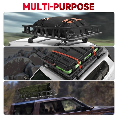 ROADGIVE 52"x36"x5" Roof Rack Cargo Carrier, Heavy-Duty Carbon Steel Rooftop Cargo Basket with 200 lb Capacity and Round Fastener for SUV, Truck, Car