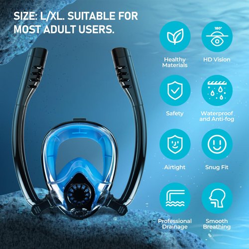 GOYOJO 0.5L Scuba Tank & Full-Face Snorkel Mask Combo – Dual-Use Snorkeling & Shallow Dive Kit with Manual Pump (DOT-Certified, 3000PSI, 5-8 Min Underwater Breathing) (Green)