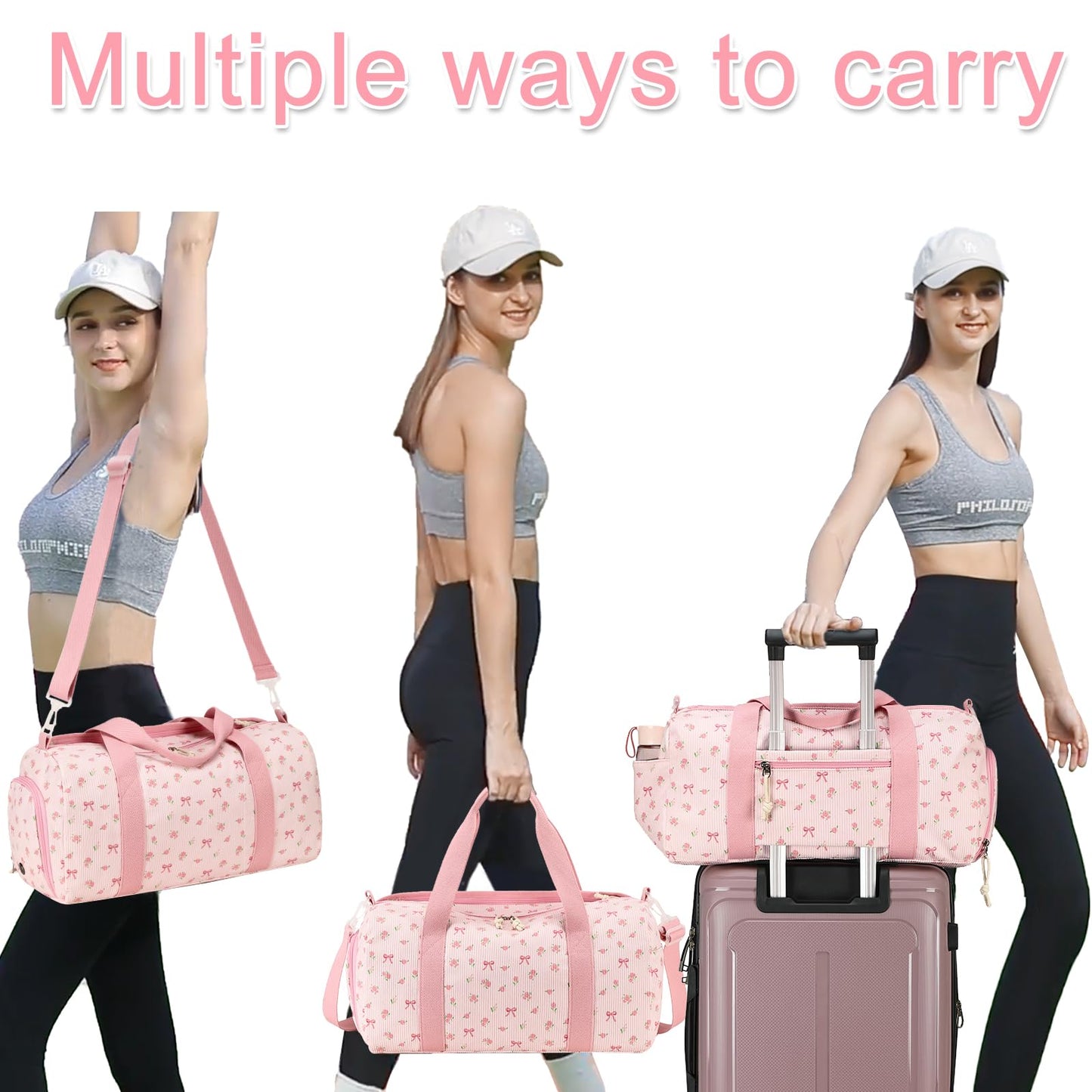 BLUBOON Duffle Bag Girls Kids Cute Gym Bag with Shoes Compartment & Wet Separation Waterproof Sports Overnight Travel Bag