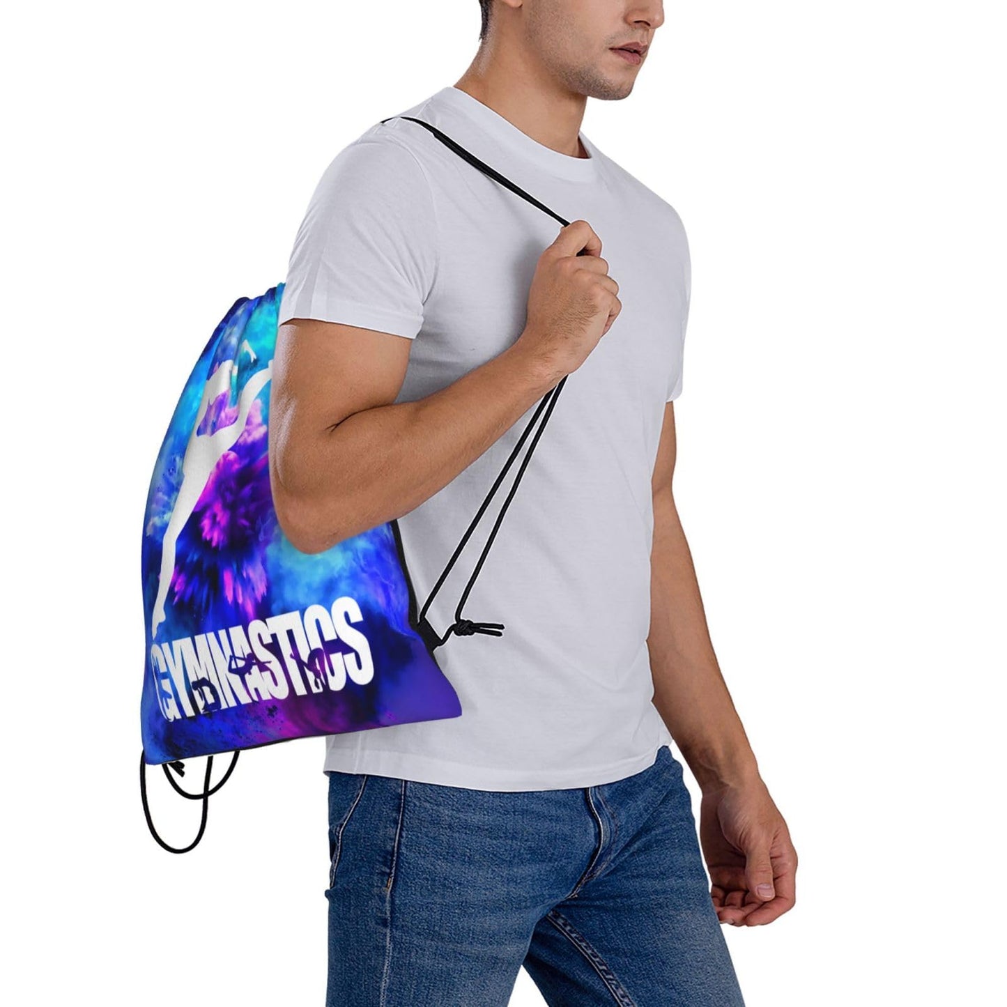 Braytow Gymnastics Drawstring Backpack Light Gym String Bag Pink Water Resistant Sackpack Sport Yoga Daypack For Womens Mens